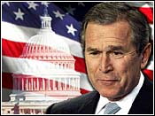 President George W. Bush with Flag and Capitol